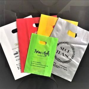 High Quality Custom logo Printed Fold Plastic Die Cut Handle Carry Shopping Packaging <b>Bags</b> - Product Image 2