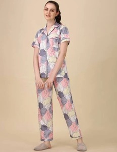 Ensemble de pyjama indien en coton fait à la main pour femmes vêtements de salon thermiques d'été impression en bloc personnalisée ODM avant pour les demoiselles d'honneur - Product Image 3
