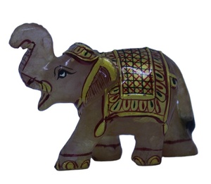 Sculpture de pierres précieuses naturelles artisanales, cristal de guérison, Rose, Quartz, Jade, éléphant, décoration de la maison, Sculpture d'animaux - Product Image 3