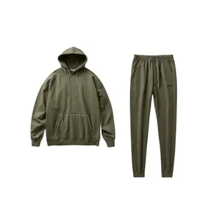 Men’s Olive Green Hoodie Tracksuit with Jogger <b>Pants</b> - Product Image 1