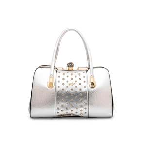 Bolso de mano de lujo plateado P35838, bolso de mano cuadrado elegante con diamantes de imitación de cristal, forro acrílico, cadena, decoración, estilo de noche - Product Image 3