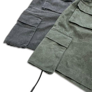 Pantalones cortos de algodón lavados con ácido para hombre, ropa de calle con patrón de decoración, pantalones cortos de rizo francés holgados con cordón personalizado de fabricante OEM - Product Image 6