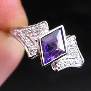 Anillo de plata de estornino 925 hecho a mano con piedra de amatista natural india, joyería fina para bodas y compromisos, lote al por mayor - Product Image 3