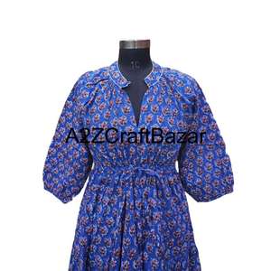 Natural Cotton Himanshi Floral Midi <b>Dress</b> For Women Breathable Fabric Comfortable <b>Loose</b> Fit Summer Casual Apparel - Product Image 3