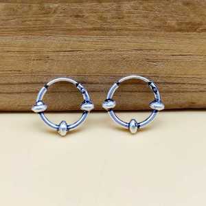 925 Sterling <b>Silver</b> Cartilage <b>Hoops</b> Bohemian Bali Earrings Handmade Minimalist Jewelry For Women At Factory Price - Product Image 2