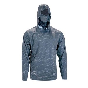 Ropa de pesca de poliéster absorbente de humedad con diseño de camuflaje con logotipo personalizado, camisas de pesca Uv de manga larga para hombre con sublimación con capucha 2025 - Product Image 5