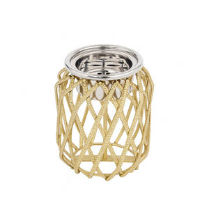 Quemador de Incienso Bakhoor de Metal Dorado de Lujo con Diseño de Rejilla Abierta, Soporte para Carbón de Oud Árabe para Decoración del Hogar y Regalos de Oriente Medio - Product Image 1