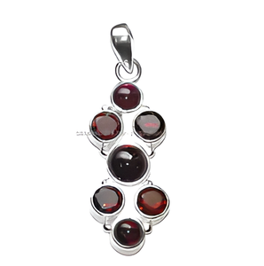 Colgante clásico de Plata de Ley 925, regalo de aniversario de boda Unisex, forma de cabina, piedra preciosa granate, ajuste de bisel de moda Unisex - Product Image 2