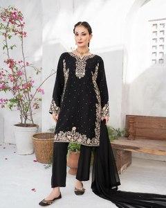 Ensemble Salwar Suit à Coupe Droite Multicolore avec Dupatta Assorti, Modèle Chic pour Femmes Musulmanes, Robe de Fête pour Eid Ramzan, Surat - Product Image 2