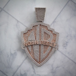 Pendentif personnalisé pour femme en argent sterling plaqué or 14 carats avec moissanite, lettre initiale, design diamant or rose, breloques - Product Image 2