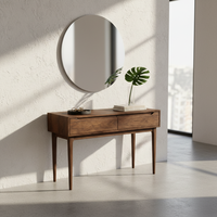 Table console moderne en chêne massif écologique avec 2 tiroirs, table basse, ensemble de canapés inclinables pour salon, mobilier de maison en gros