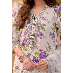 ชุดสูทผู้หญิงหรูหรา Aneelas ลายปักพิมพ์บนผ้า Lawn-TC-1570 - Product Image 3