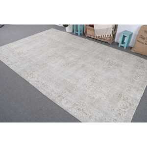 พรมตุรกีขนาดใหญ่ 6.6x10.1 ฟุต พรมขนสัตว์ลายดอกไม้สีขาวสไตล์วินเทจ - Product Image 2