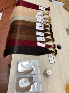 Extensiones de cabello Remy de estilo ondulado recto sedoso de trama con punta en I doble dibujada 100% al por mayor sin enredos sin desprendimiento 1g/punta Genius - Product Image 3