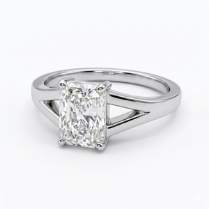 Radiant Cut Moissanite Diamond <b>Solitaire</b> <b>Ring</b> Elegant Sterling <b>Silver</b> Wedding Band - Product Image 1