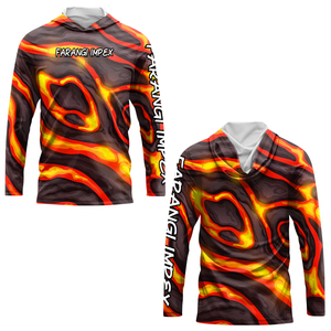 Sudadera con capucha de manga larga con logotipo personalizado, sublimación, impermeable, UPF50 +, camisas de pesca, de protección solar Sudadera con capucha, rendimiento 100% poliéster - Product Image 4