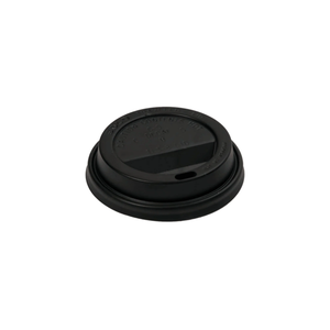 ProTakeOut PTOFLPA90B 10-24 Oz Flat Lids Paper <b>Cups</b> 90mm Rim <b>Black</b> PP Plastic 1000 Pack (50/20) Secure-Fit - Product Image 1