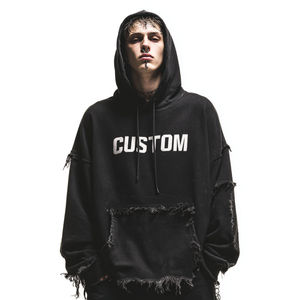 Sudadera con Capucha Extra Grande de Algodón 100% con Logotipo Bordado Personalizado, Estilo Urbano, Corta, Talla Grande, de Alta Calidad - Product Image 4