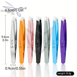 Pince à sourcils professionnelle à tête inclinée pour femmes Pince à épiler à pointe oblique en acier inoxydable - Product Image 3