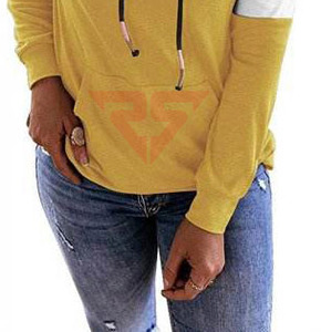 Sudadera con capucha de bloque de color para mujer con servicios OEM con logotipo impreso personalizado a precio al por mayor de RUKHMAL SPORTS - Product Image 4