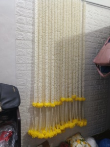Artificial Flower Garland with Marigold Jasmine Pearl string Mandir Decor for Diwali, Ganpati, Housewarming & Indian Wedding - Product Image 6