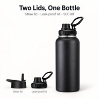 Bouteille isotherme en acier inoxydable E T EASYTAO, double paroi, sous vide, 2 couvercles, anti-fuite, pour le sport et les voyages