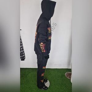 Chándal con cremallera para hombre, conjunto de chándal y Sudadera con capucha acampanada lavada con ácido impresa a precio de venta al por mayor de VIKY INDUSTRIES - Product Image 6