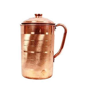 Meilleur vendeur Fabricant Carafe à eau en cuivre pur 1000 ml Écologique Pichet artisanal avec couvercle et poignée pour boire et stocker - Product Image 5