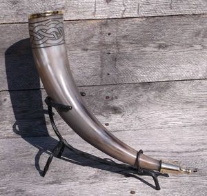 Handmade Natural Viking Medieval Drinking Horn With Stand Available at Bulk Selling Price From India Agate for <b>Christmas</b> Party - Product Image 2
