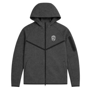 Ensemble de survêtement pour homme, veste à capuche zippée et jogging en polaire technique, couleur anthracite, pour entraînement sportif et activités physiques - Product Image 3