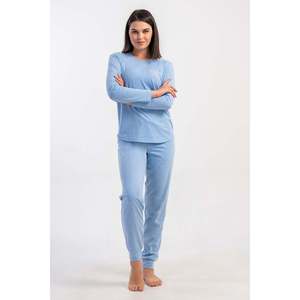 Ensemble de pyjama pour femme P.SUPREM à col rond, manches longues, avec poches et revers ovales - Bleu - Bleu - Product Image 1