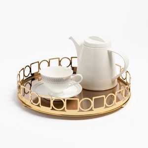 Plateau de forme ronde fait à la main de qualité supérieure à bas prix de l'Indien pour restaurant hôtel - Product Image 2