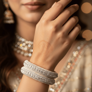 <b>Set</b> of 2 Crystal-Studded Lac <b>Bangles</b> Elegant Crystal Bracelets & <b>Bangles</b> - Product Image 6