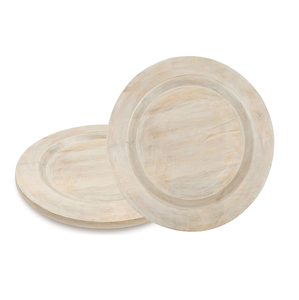Assiettes chargeur en bois de 10 pouces plateau de service plats en bois d'acacia assiettes chargeur de dîner en bois forme ronde - Product Image 1