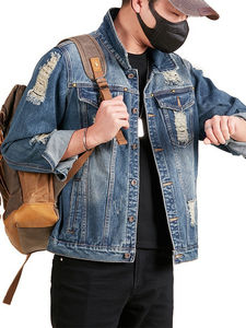 Chaquetas Vaqueras de Diseño Personalizado de Alta Calidad, Nuevas Chaquetas Vaqueras Ajustadas para Hombre con Corte Desgastado - Product Image 4