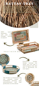 Best Price Natural Rattan <b>Tray</b> Handles Unique Patterns for Storage Foods Fruits Kitchen Picnic Decoration <b>Office</b> Organization - Product Image 6