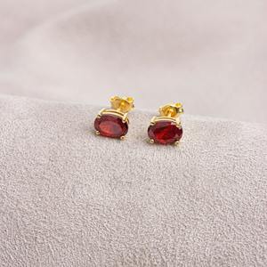 ต่างหูเงินแท้ 925 ชุบทอง ประดับพลอยโกเมน สไตล์โบฮีเมียน งานแฮนด์เมด ของขวัญสำหรับงานปาร์ตี้ - Product Image 2