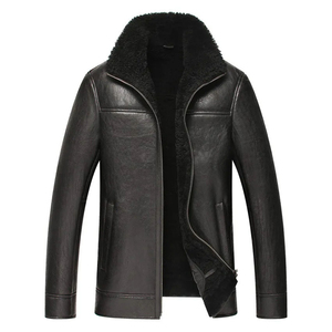 Best Quality Winter Leather <b>Jacket</b> for men Top Selling Front Logo Solid Pattern with <b>Mandarin</b> <b>Collar</b> Price crocodile skin - Product Image 2