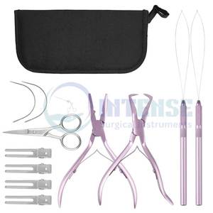 Kit d'outils d'extension de cheveux de haute qualité pince en acier inoxydable ensemble d'outils Microlink pince ouvreuse sac en tissu Oxford outil de boucle de cheveux - Product Image 1