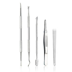 Kit professionnel de curettes et limes à ongles en acier inoxydable double extrémité pour le traitement des ongles incarnés et les soins des pieds - Product Image 1