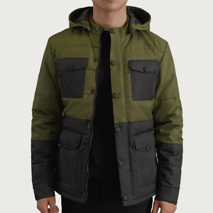 Chaqueta Bomber para Hombre, Ecológica, de Lona, Cortavientos, con Capucha y Cuello Alto, Cierre Frontal con Cremallera, Estilo Casual de Invierno, Servicio OEM - Product Image 1
