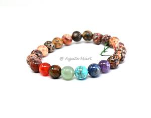Pulsera de cuentas Unakite estilo Feng Shui hecha a mano, cuentas elásticas de piedras preciosas de ágata para hombres y mujeres, cristal curativo tallado, estilo de amor - Product Image 5