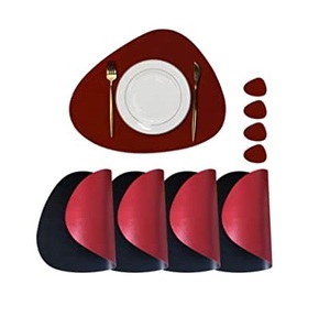 Napperons en cuir de haute qualité nouveau design forme ronde Napperons en cuir bleu profond pour prix de gros - Product Image 6