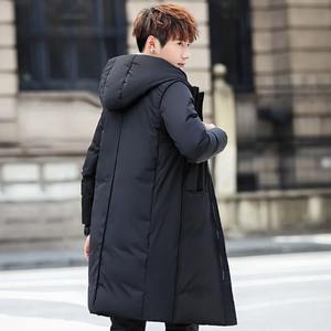 <b>Men</b> Down Jacket <b>Long</b> <b>Coat</b> Thicken Warm Hooded Puffer Jacket Simple Casual Trendy Youth Teenager Winter Clothes Outerwear - Product Image 6