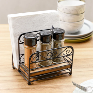 2025 el mejor soporte de almacenamiento de servilletas negras de hierro para el hogar y la cocina, mesa de comedor, servilletero decorativo, soporte de pañuelos al mejor precio - Product Image 2