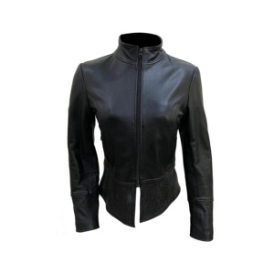 Chaqueta de Cuero Genuino para Mujer, Estilo Slim Fit, a la Moda, para Motociclismo y Automovilismo, Venta al Por Mayor a Precio Económico - Product Image 1