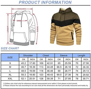 Sweat-shirt à capuche décontracté pour homme en polaire, avec poche kangourou, manches longues, style color block, écologique et respirant - Product Image 6