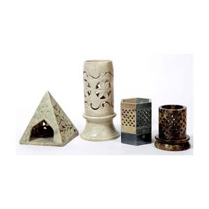 Porta Incienso Redondo de Piedra de Jabón, Diseño Variado, Hecho a Mano, con Diseño Tallado a Mano, Decoración para el Hogar - Product Image 1