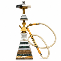 Schweres Marmor-Pyramiden-Shisha-Set, Handgefertigte Ägyptische Wasserpfeife, Option mit Riesiger Messingvase