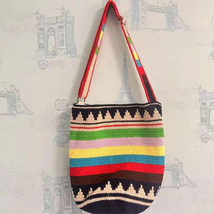 Bolso de Hombro Tejido a Crochet para Mujer, Accesorio de Moda con Diseño de Flores y Patrón de Niña, Cesta Tejida Personalizada - Product Image 5